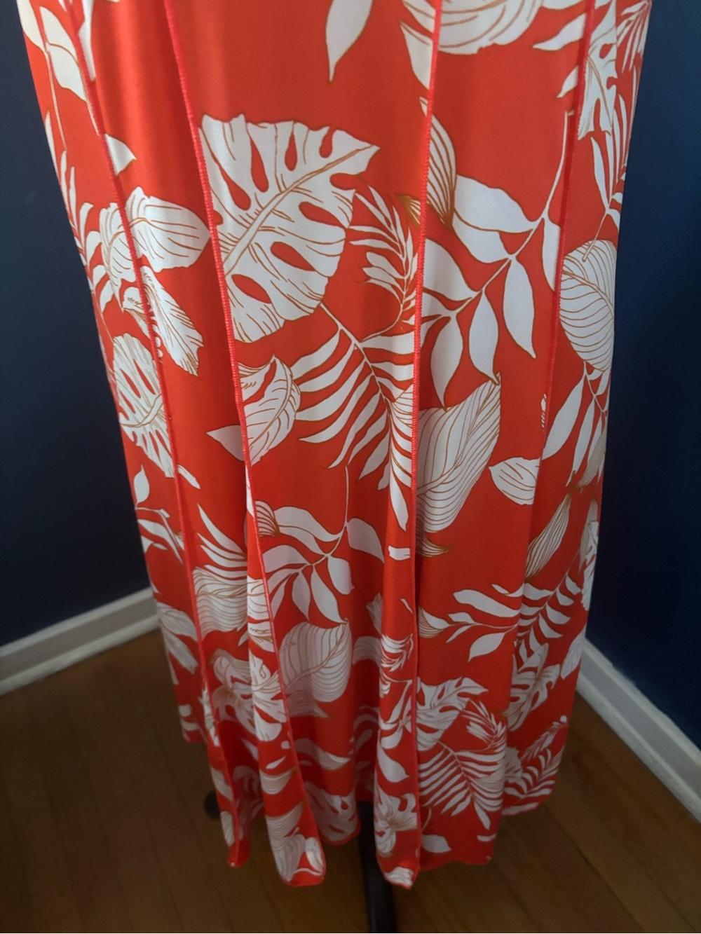 Sami & Jo Orange Tropical Print Dress with Strappy V-Front & Rings - orig $70 - Picture 5 of 10